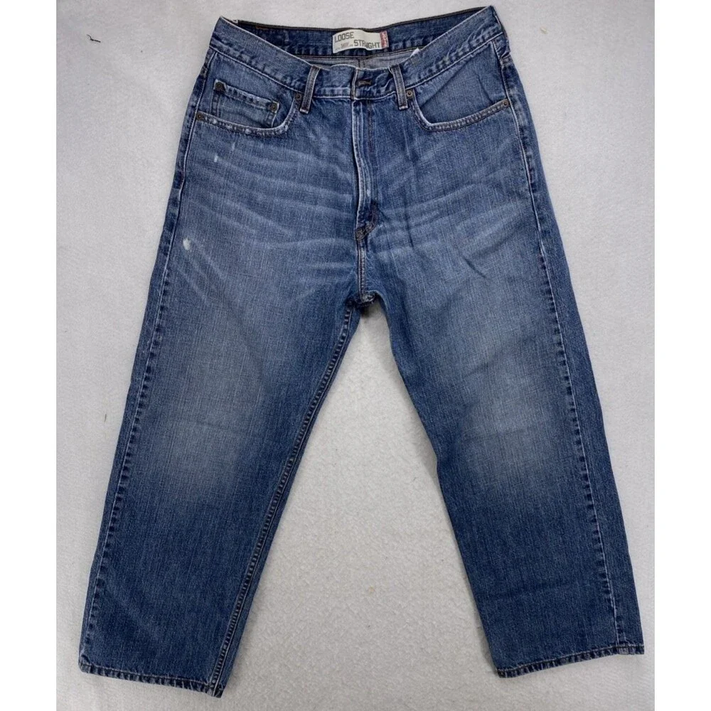 Levi’s 569 Loose Straight Jeans Men W34 L30 Blue Denim Distressed Skate Street